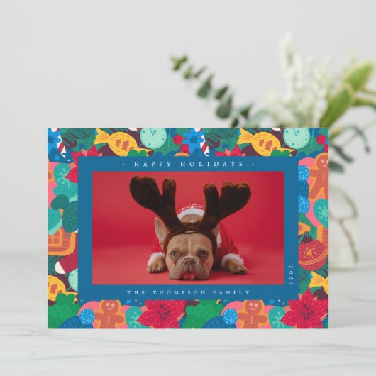 GLÜCKLICHE FERIEN Fügen Sie Ihr Foto hinzu (Stehend Vorderseite)