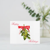 Glückliche Ferien mistletoe Feiertagspostkarte (Stehend Vorderseite)
