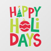 Glückliche Ferien Spaß farbenfroh rot grün Fensteraufkleber (Blatt)