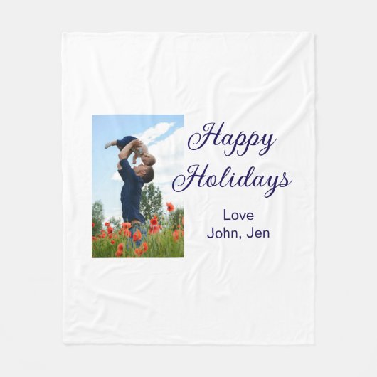 Glückliche Ferien Vater Sohn Weihnachten Familieng Fleecedecke (Vorderseite)