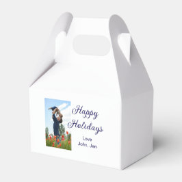 Glückliche Ferien Vater Sohn Weihnachten Familieng Geschenkschachtel