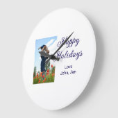 Glückliche Ferien Vater Sohn Weihnachten Familieng Große Wanduhr (Winkel)