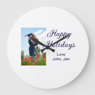 Glückliche Ferien Vater Sohn Weihnachten Familieng Große Wanduhr