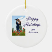 Glückliche Ferien Vater Sohn Weihnachten Familieng Keramik Ornament (Hinten)