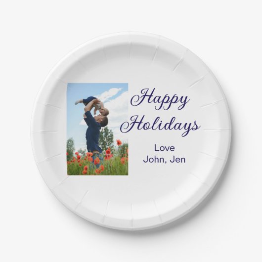 Glückliche Ferien Vater Sohn Weihnachten Familieng Pappteller (Vorderseite)