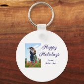 Glückliche Ferien Vater Sohn Weihnachten Familieng Schlüsselanhänger (Rückseite)