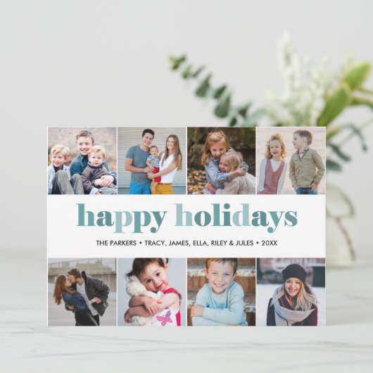 glückliche Ferien | Weihnachten im Foto - Collage Einladung (Stehend Vorderseite)