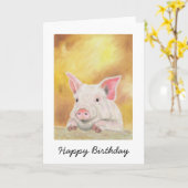 Glückliche Ferkel-Geburtstags-Karte Karte (Gelbe Blume)
