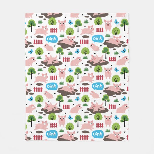 Glückliche Ferkel im Lehm-Fleece-Decken Fleecedecke (Vorderseite)