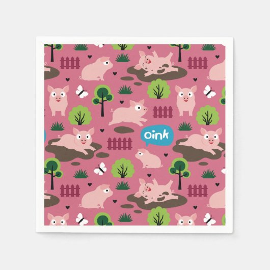 Glückliche Ferkel im Mud Napkins Serviette (Vorderseite)