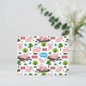 Glückliche Ferkel im Schlamm-Postkarte Postkarte (Stehend Vorderseite)