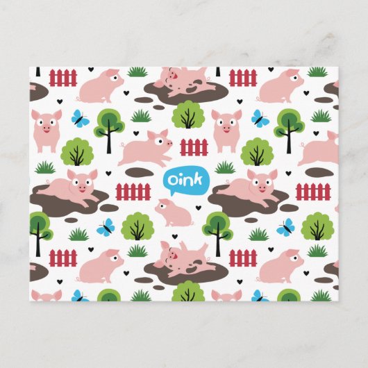 Glückliche Ferkel im Schlamm-Postkarte Postkarte (Vorderseite)