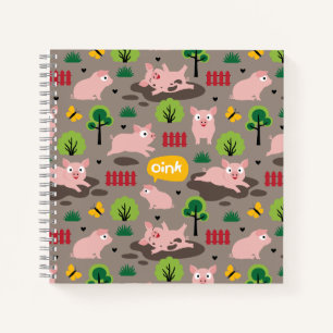 Glückliche Ferkel im SchlammNotebook Notizblock