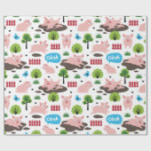 Glückliche Ferkel im Schlammverpackungspapier Geschenkpapier (Flach)