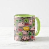 Glückliche Ferkel in der schlammigen Tasse (VorderseiteRechts)