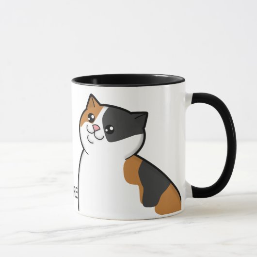 Glückliche fette Kaliko-Katzen-Wecker-Tasse Tasse (Rechts)