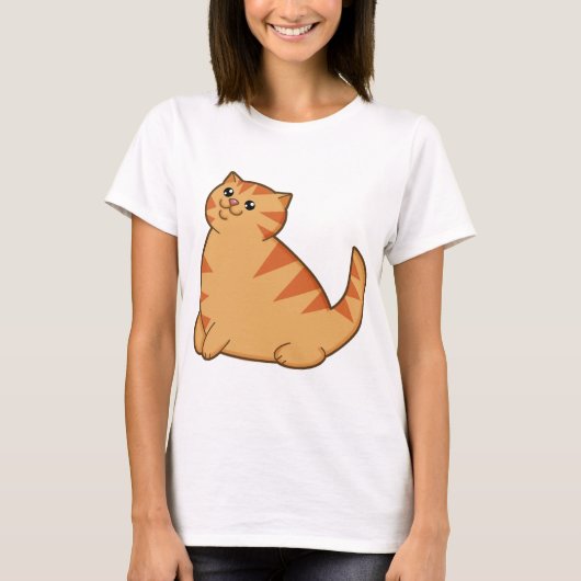 Glückliche fette orange Katze T-Shirt (Vorderseite)