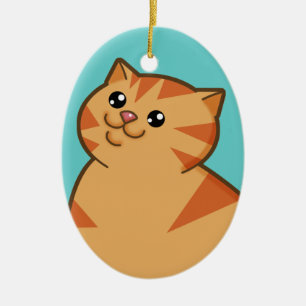 Glückliche fette orange Katzen-Andenken-Verzierung Keramik Ornament