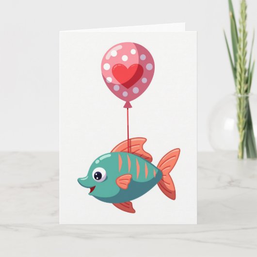 Glückliche Fischballonkarte Karte (Vorderseite)