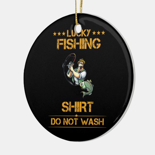 Glückliche Fischerei nicht waschenden lustigen Tex Keramik Ornament (Links)