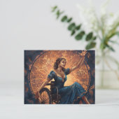 Glückliche Frau bei Rollstuhltagen Postkarte (Stehend Vorderseite)