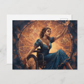 Glückliche Frau bei Rollstuhltagen Postkarte (Vorne/Hinten)