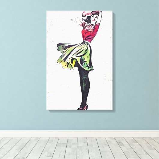 Glückliche Frau Leinwanddruck (Insitu (Holzboden))