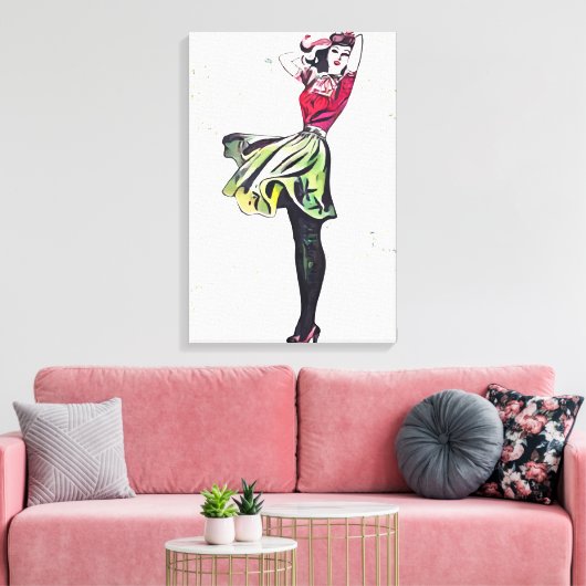 Glückliche Frau Leinwanddruck (Insitu (Wohnzimmer))