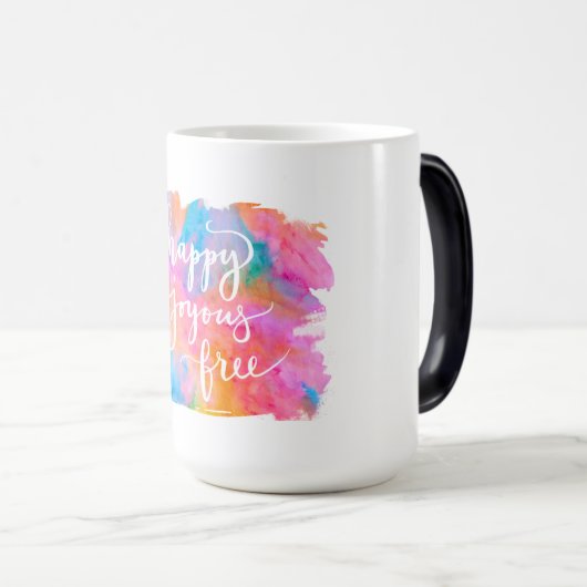 Glückliche freudige freie Tasse (VorderseiteRechts)