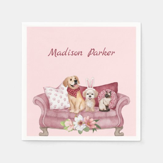 Glückliche Freunde auf dem Sofa Serviette (Vorderseite)