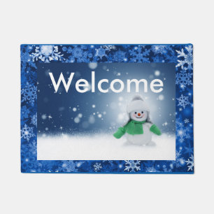 Glückliche freundliche Schneemann-Fußmatte Fußmatte