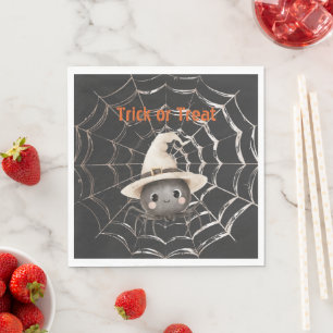 Glückliche freundliche Spinne auf Web Halloween Serviette