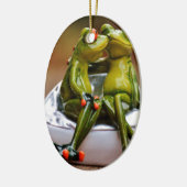 Glückliche Frösche Keramikornament (Links)