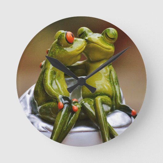 Glückliche Frösche Runde Wanduhr (Vorderseite)