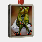 Glückliche Frösche Silbernes Ornament (Rechts)