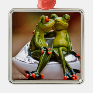 Glückliche Frösche Silbernes Ornament