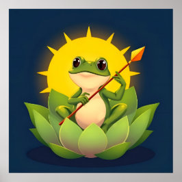 Glückliche Froschprinzessin in Lotus wartet auf de Poster