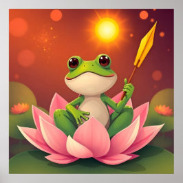 Glückliche Froschprinzessin in Lotus wartet auf de Poster