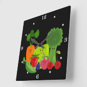 Glückliche Frucht und Veggies-Wanduhr Quadratische Wanduhr (Winkel)