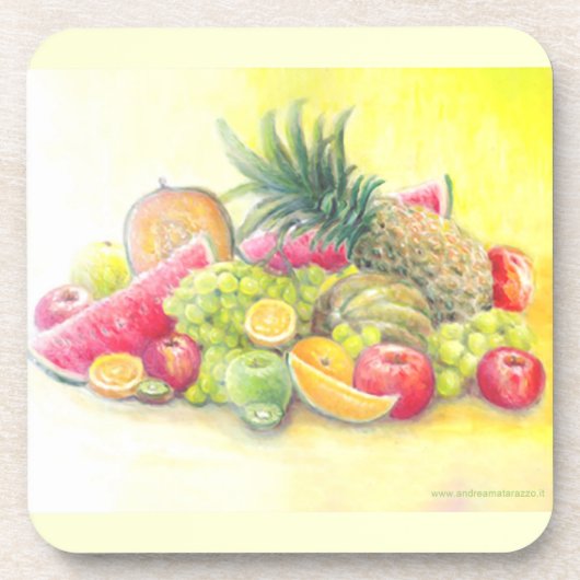 Glückliche Früchte Getränkeuntersetzer (Vorderseite)