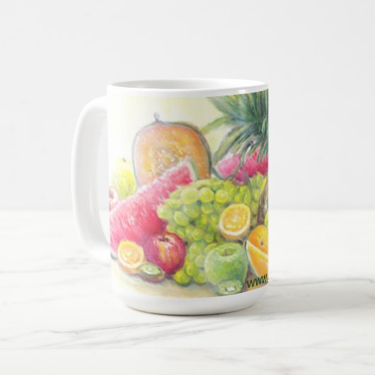 Glückliche Früchte Kaffeetasse (Vorderseite Links)