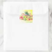 Glückliche Früchte Quadratischer Aufkleber (Tasche)