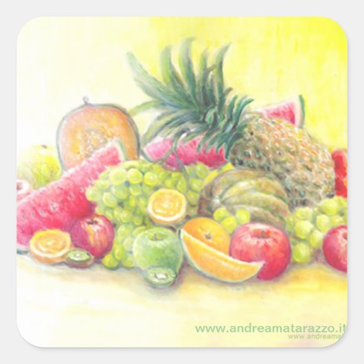 Glückliche Früchte Quadratischer Aufkleber (Vorderseite)