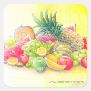 Glückliche Früchte Quadratischer Aufkleber