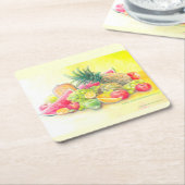 Glückliche Früchte Rechteckiger Pappuntersetzer (angewinkelt)