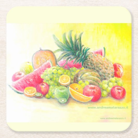 Glückliche Früchte Rechteckiger Pappuntersetzer (Vorderseite)