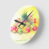 Glückliche Früchte    Runde Wanduhr (Winkel)