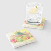 Glückliche Früchte Steinuntersetzer (Seitenansicht)