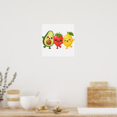 Glückliche Früchtefreunde Poster (Küche)