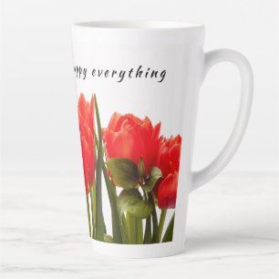 Glückliche Frühlings-Rote-Tulpen-Blume  Milchtasse
